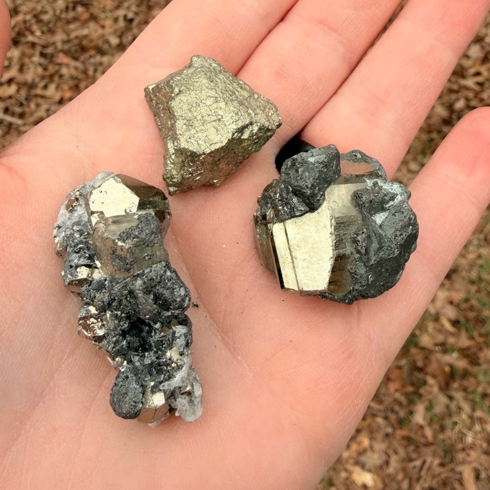 NEW! Natural Pyrite and Hematite Mineral Specimens - Metallic Gold & Gunmetal